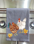 Chicken Family Black Kitchen Towel