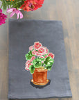 Geraniums Black Kitchen Towel