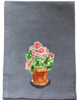 Geraniums Black Kitchen Towel
