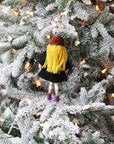 Girl Felted Wood Ornament Personalized