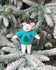 Pine Christmas Tree Sweater Mice Ornament