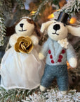 Bride and Groom Dog Ornament Set