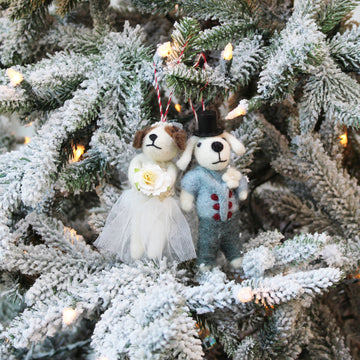 Bride and Groom Couple Dog Ornament