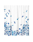 Blue Floral Watercolor Painting | Shower Curtain | Cotton 72" x 72"