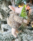 Candy Cane Pig Ornament