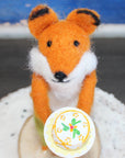 LIMITED QUANTITY Felted Wool Fox in Green Pants Happy Birthday Cake Topper