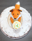 LIMITED QUANTITY Felted Wool Fox in Green Pants Happy Birthday Cake Topper