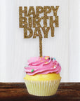 Happy Birthday Glitter Acrylic Cake Topper