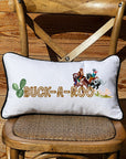 Buck-A-Roo White Lumbar Pillow with Piping