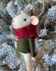 Mouse with sweater and tree Ornament