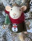 Mouse with sweater and tree Ornament