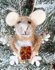 Brown Mouse With Snowflake Ornament