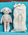 Noah The Dog - Hand Knit Cuddle + Kind Doll with Personalized Bag