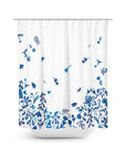 Blue Floral Watercolor Painting | Shower Curtain | Cotton 72" x 72"