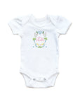 Personalized Monogram Floral Crest Baby Onesie