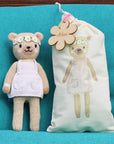 Olivia The Honey Bear- Hand Knit Cuddle + Kind Doll with Personalized Bag