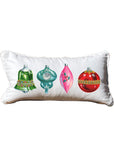 Vintage Ornament White Lumbar Pillow with Piping