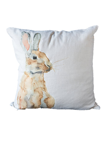 Brown Sitting Bunny Zipper Natural Colored Pillow