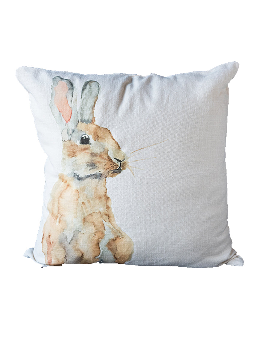 Brown Sitting Bunny Zipper Natural Colored Pillow