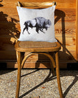 Black and White Bison Natural Colored Pillow