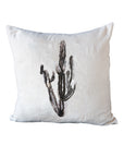 Tall Black and White Cacti Natural Colored Pillow