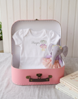 Personalized Baby Gift Set | Custom Name Onesie & Keepsake Suitcase