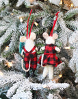 Mr & Mrs Mouse Red Plaid Outfit Ornament