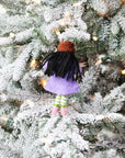 Girl Felted Wood Ornament Personalized