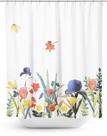 Ralph Moberly Floral Watercolor Painting | Shower Curtain | Cotton 72" x 72"