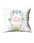 Monogram Crest Girl White Square Pillow with Piping