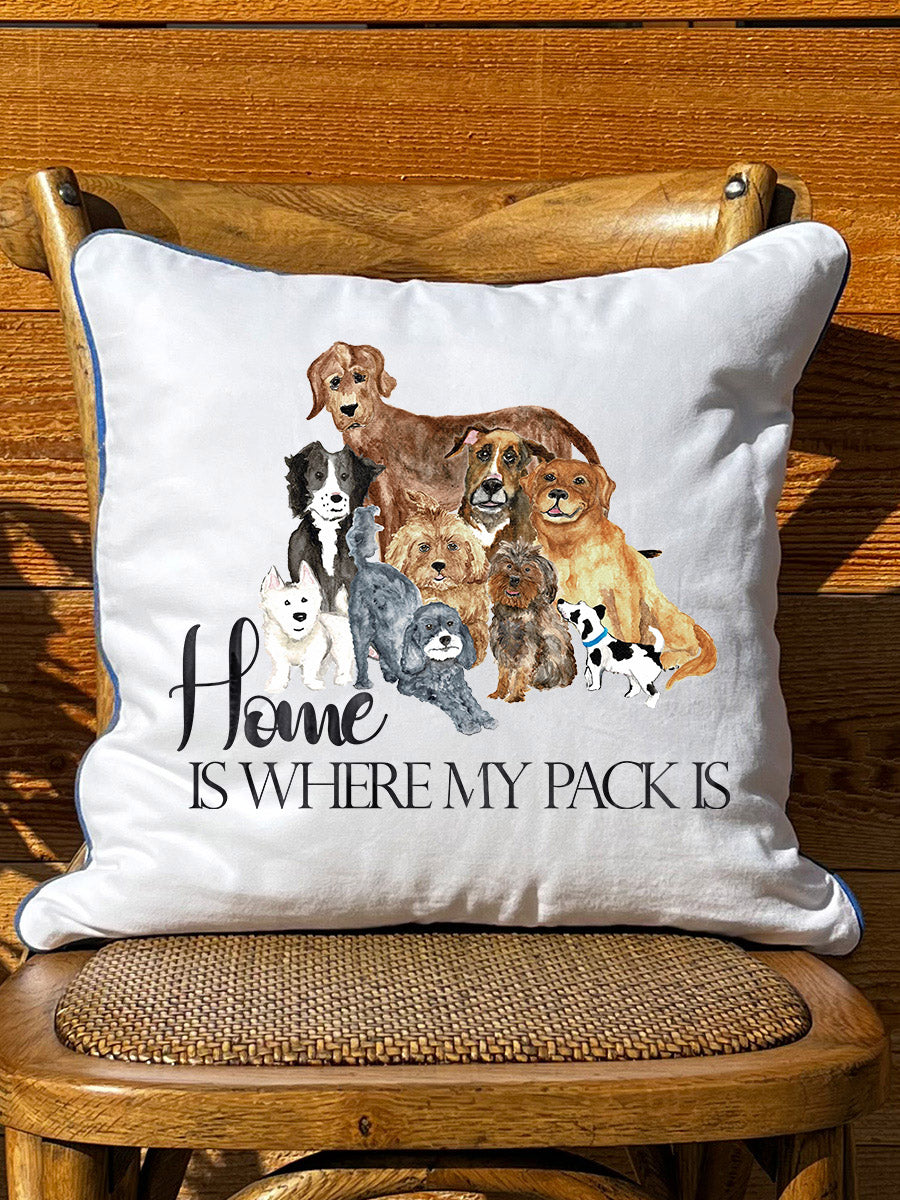 Home Where My Pack Is Pillow With Piping