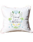 Tired As A Mother White Square Pillow with Piping
