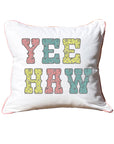 Yee Haw Bandana Print White Square Pillow with Piping
