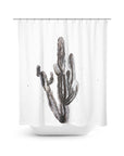 Tall Black Cacti Watercolor Painting | Shower Curtain | Cotton 72" x 72"