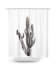 Tall Black Cacti Watercolor Shower Curtain