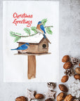 Bluebirds at Birdfeeder Kitchen Towel