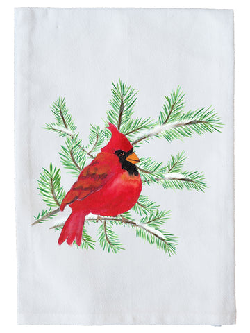 Cardinal On Snowy Branch Kitchen Towel