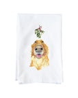 Golden Under Mistletoe Kitchen Towel