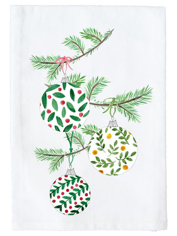 Ornaments On Pine Branches Kitchen Towel