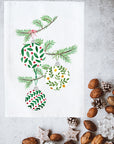 Ornaments On Pine Branches Kitchen Towel