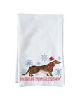 Dachshund Snow Santa Kitchen Towel
