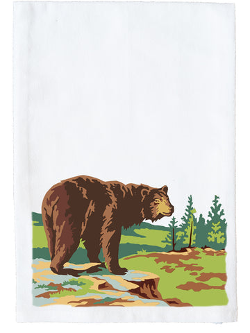 Paint By Number Bear On Cliff Kitchen Towel