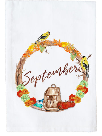 September Wreath with Options Kitchen Towel