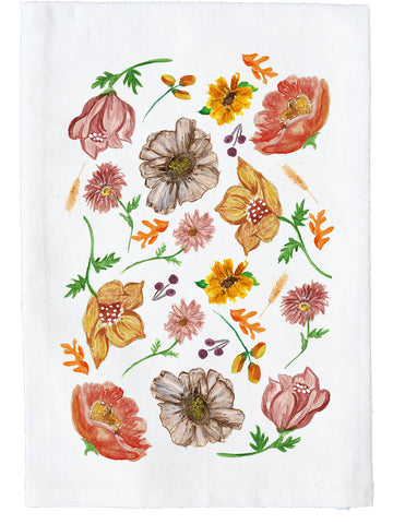 Fall Floral Collage Kitchen Towel
