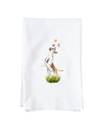 Dog Leaping at Butterflies Kitchen Towel
