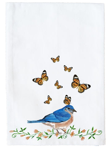 Bluebird With Butterfly Kitchen Towel