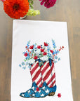 Patriotic Floral Boots Kitchen Towel
