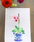 Ginger Jar with Pink Orchid Kitchen Towel
