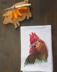 Watercolor rooster Kitchen Towel