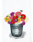 Zinnias In A Bucket Kitchen Towel
